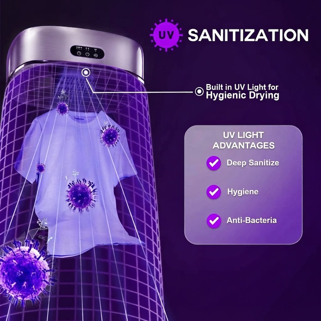 DRYPOD built-in UV light for hygienic drying: deep sanitize, hygiene, and anti-bacteria